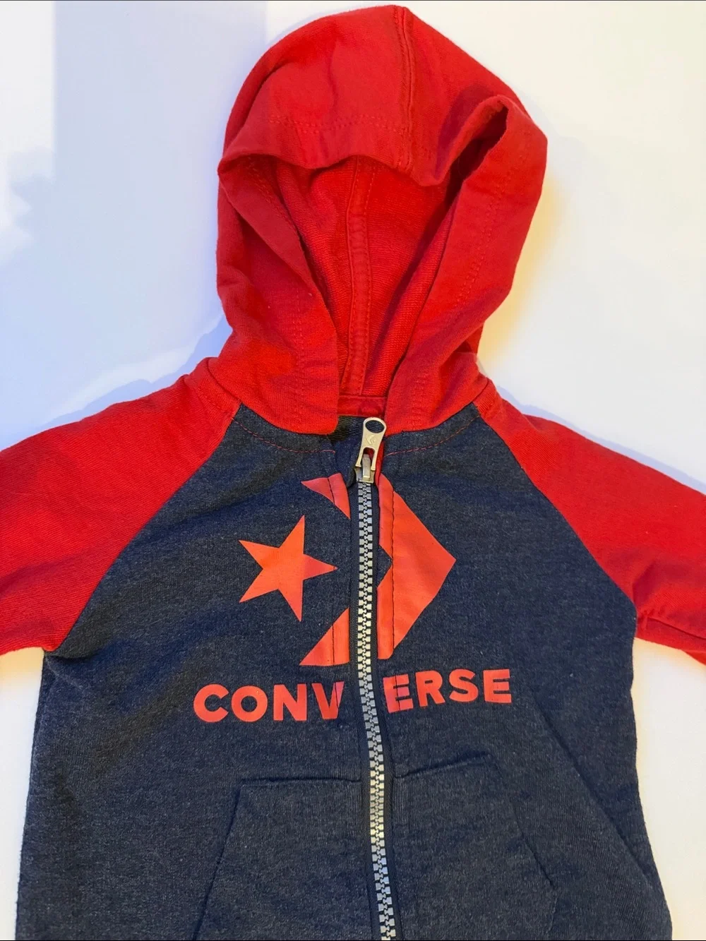 Converse Red and Navy Hooded One-Piece Bodysuit